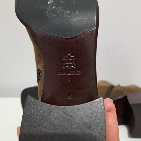 Bruno Magli Leather Suede Retro Ankle Block Heel Bootie Brown Size 8 - Picture 15 of 17